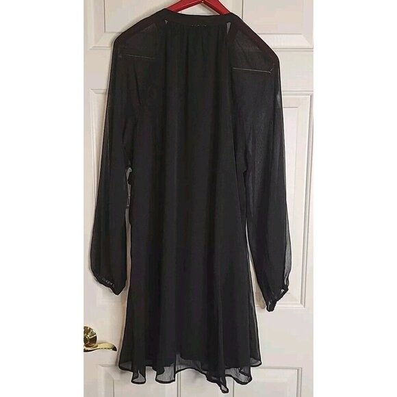 Joie Women's Balloon Sleeve Dress Sheer Black Small NWOT Dark Academia Button Up - Picture 6 of 11